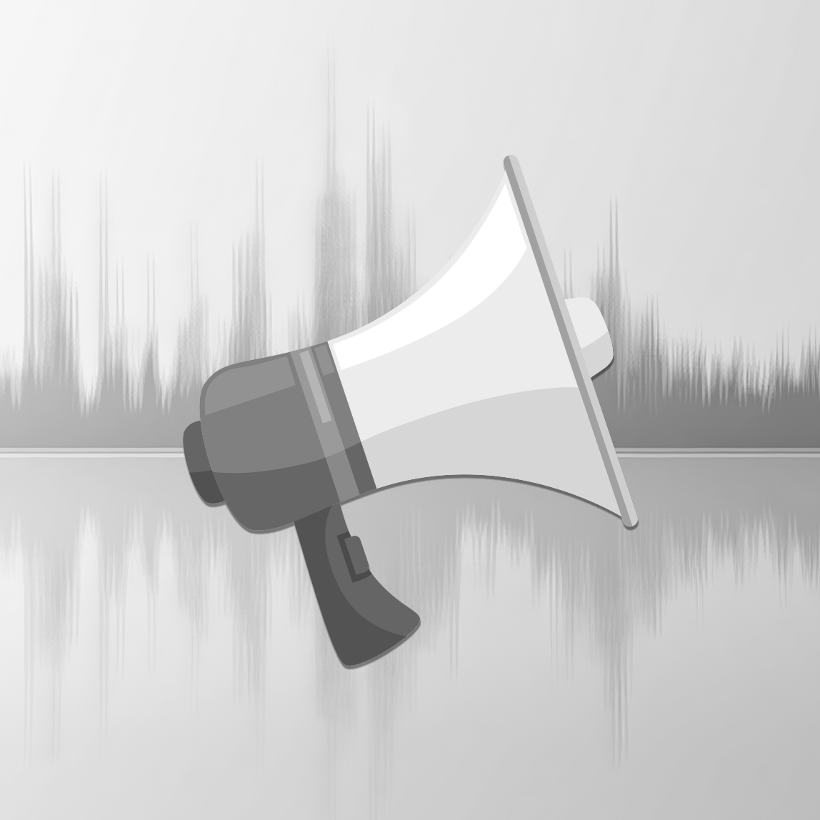 Megafon vor einer Audio-Visualisierung