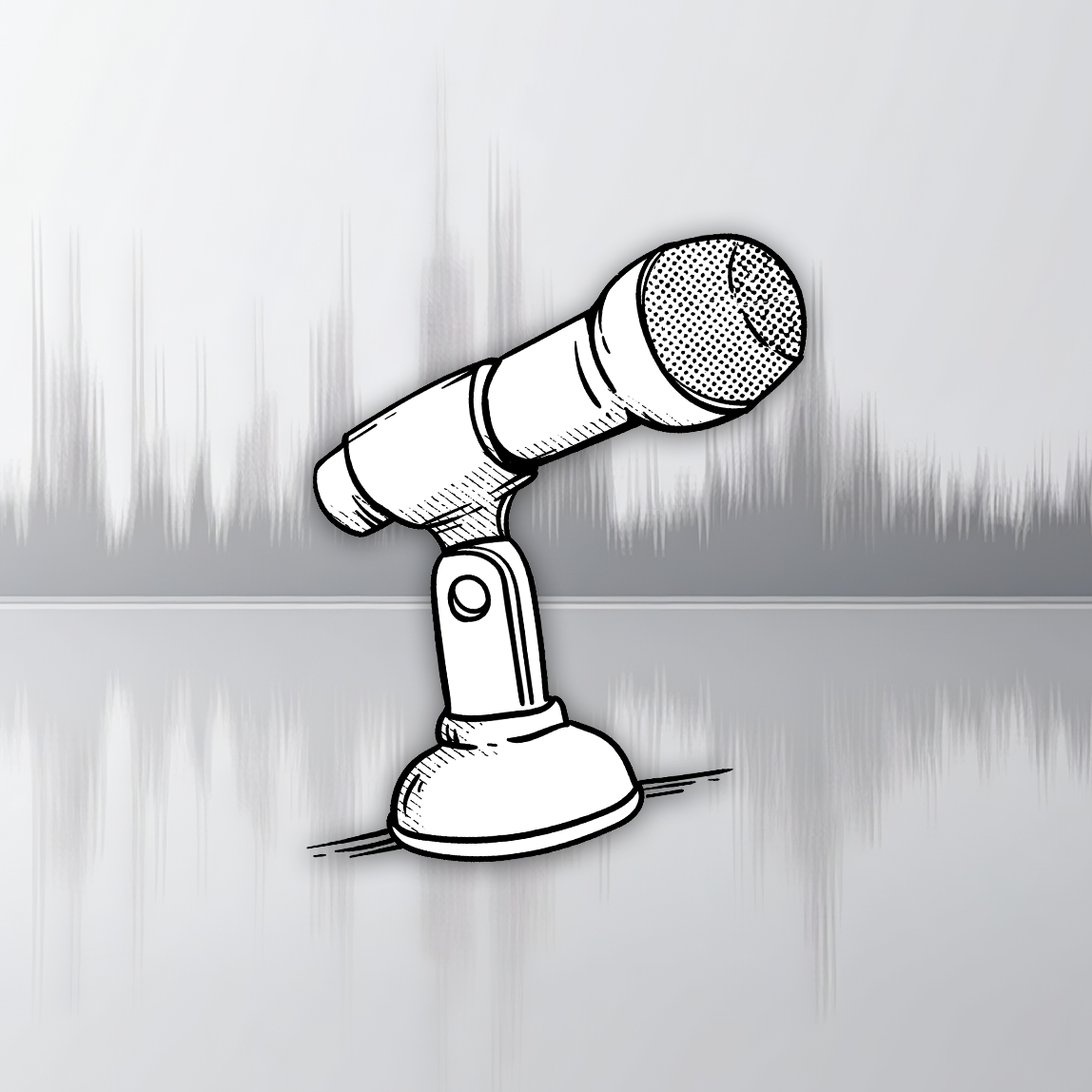 Mikrofon vor einer Audio-Visualisierung