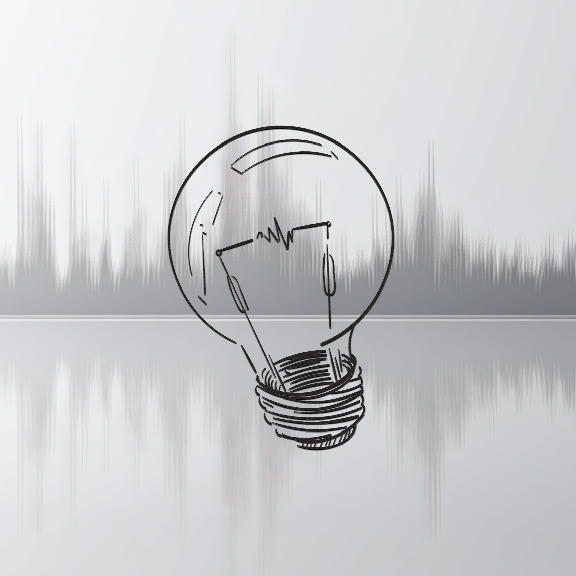 Glühbirne vor einer Audio-Visualisierung