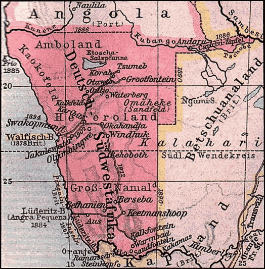 Karte Deutsch-Südwestafrikas von 1904