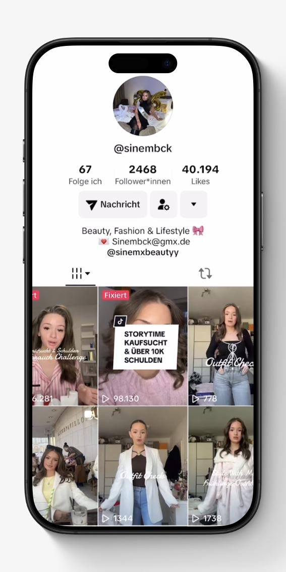 Der TikTok Account von Sinem B.