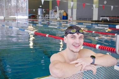 Pascal Remmele bei seiner Schwimmeinheit 