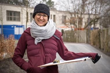 Nina Kratzer ist Bauleiterin auf einer Baustelle in München