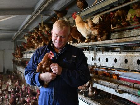 Bertenbauer mit Huhn